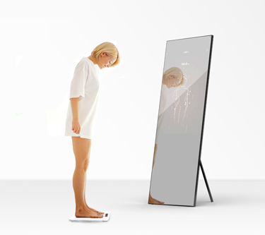 Balança de gordura corporal no espelho inteligente de fitness Fitbathmirror